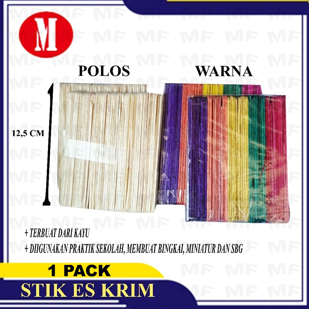 Jual 1 PACK Stik Kayu / Stik es Cream Polos dan warna warni | Shopee ...