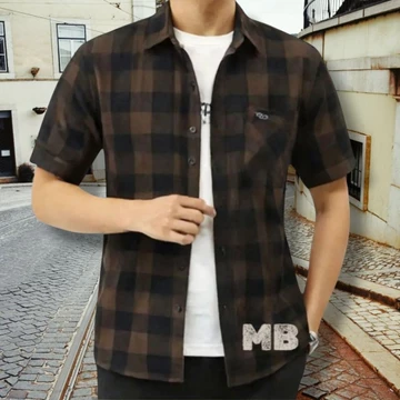 Kemeja Flanel Lengan Pendek Pria Dewasa Kualitas M XXXL