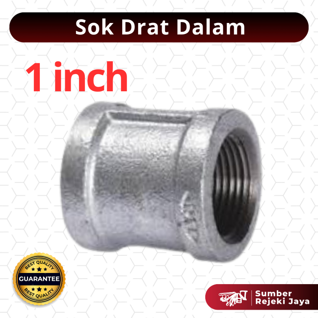 Sok / sock GALVANIS 1" INCH draad dalam splitzen / pipa besi