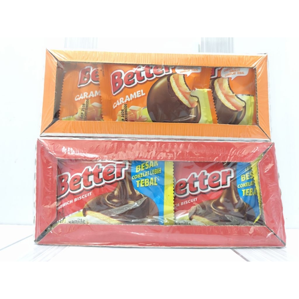 Jual Better Sandwich Biscuit/Better Caramel box 27g x 10+1 Pcs | Shopee ...
