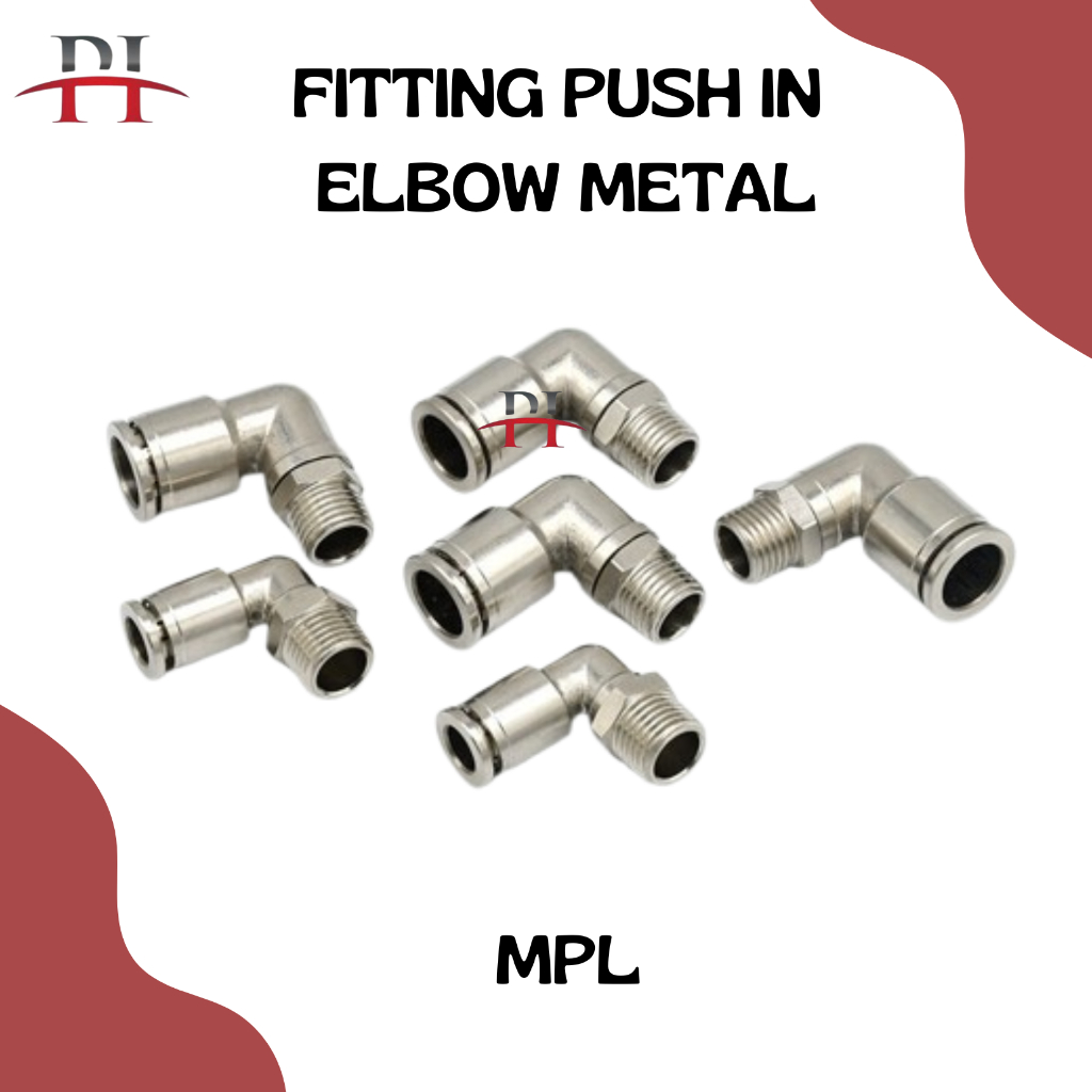 Jual MPL10-02 Fitting Pneumatic Push in Metal Elbow BPL MPL/PL 10-02 ...