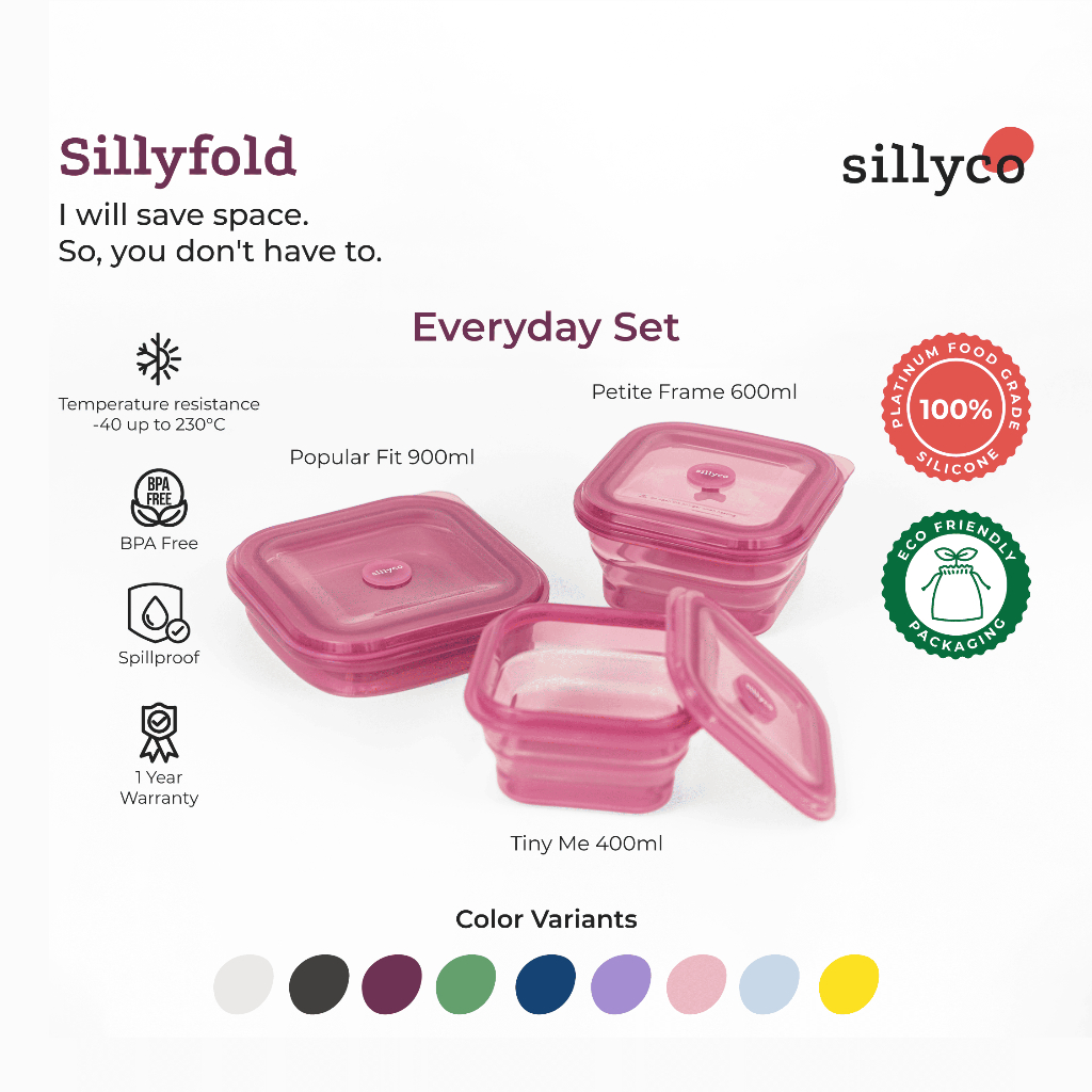Jual SILLYCO Sillyfold Square Everyday Set - Platinum Food Grade ...