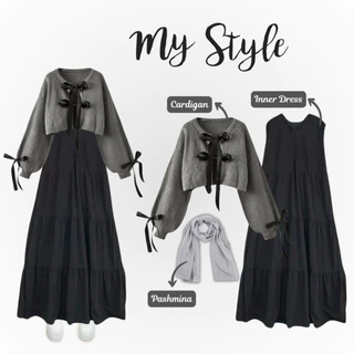 Ama Label 3in1 Hijab Set Dress Cardigan Pashmina