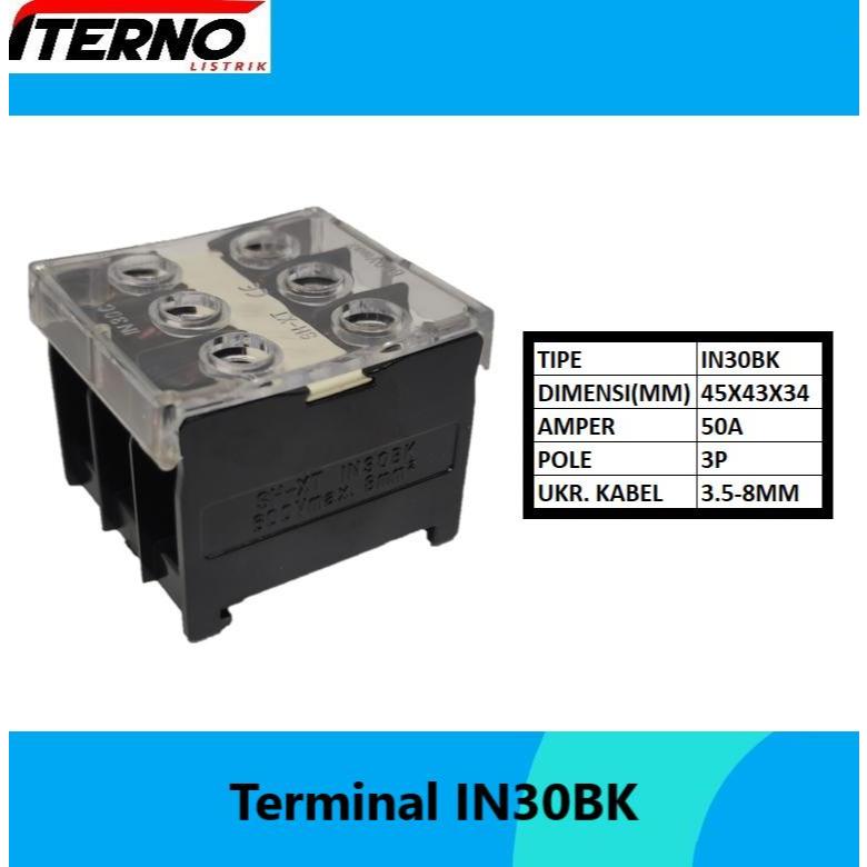 Jual Terminal Kabel Block Din Rail IN-30BK 3P 50A Iterno | Shopee Indonesia