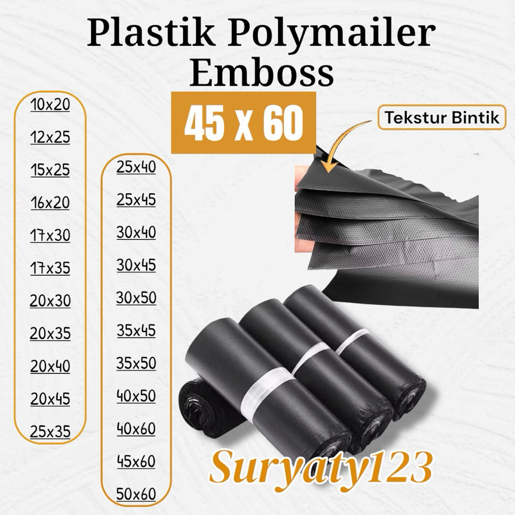 Jual Plastik packing Polymailer EMBOSS 45X60 hitam isi 100PCS bahan ...