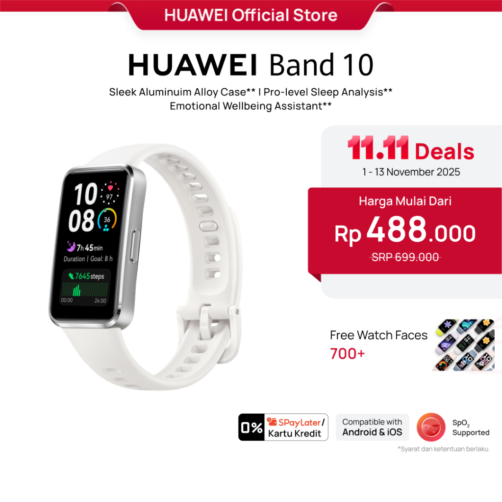 [BEST SELLER] HUAWEI Band 10 Smartband Sleek Aluminum Alloy Case  Pro-Level Sleep Analysis Emotional Wellbeing Assistant