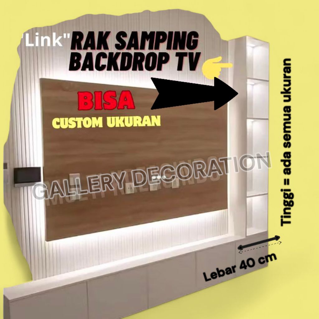 Jual RAK SAMPING + Lampu LED minimalis Lebar 40cm bahan multiplek ...