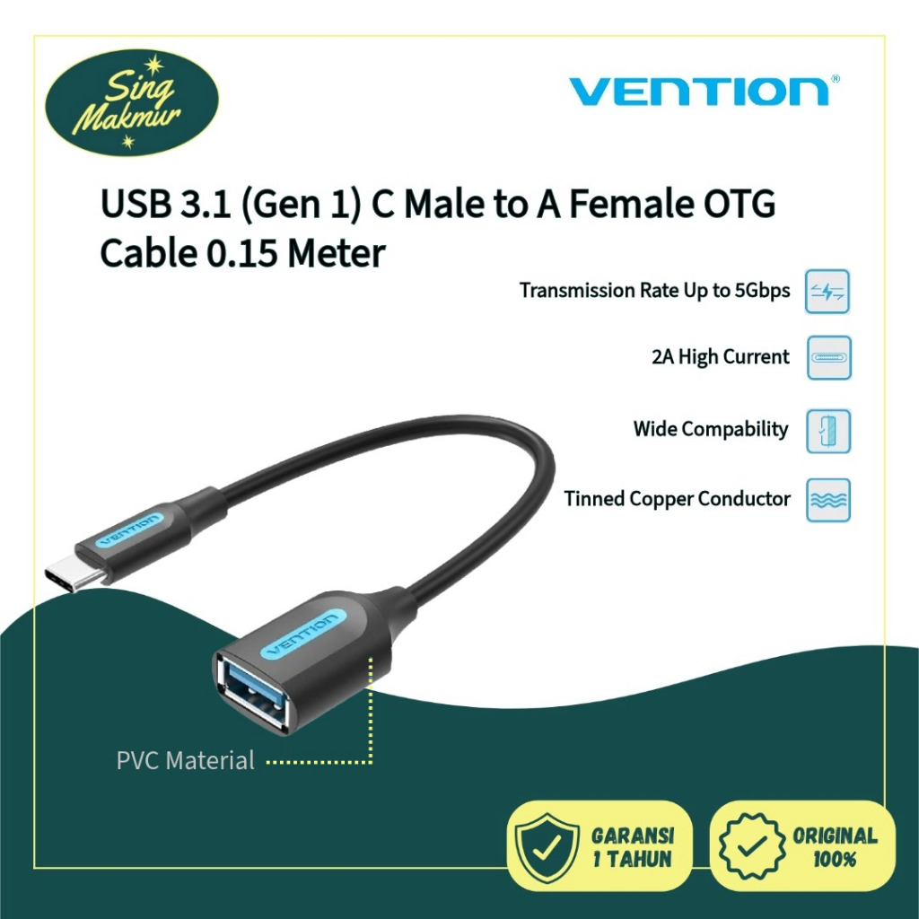 Jual Vention Kabel OTG USB Type C To USB A 3.0 Female Adapter - CCVBB ...