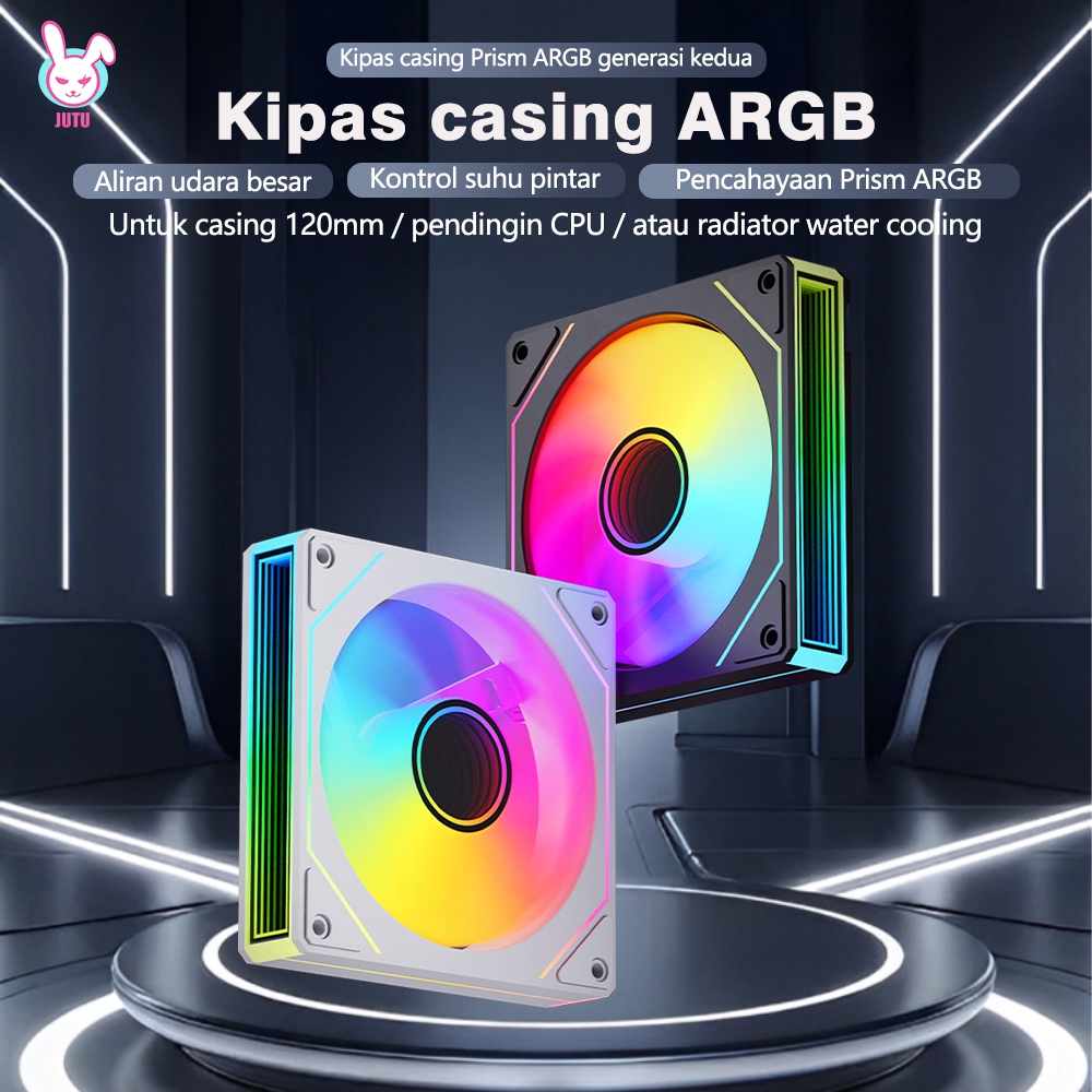 Jual JUTU PC CPU Fan Casing 12cm Cooling Shadow Black White Led ARGB ...