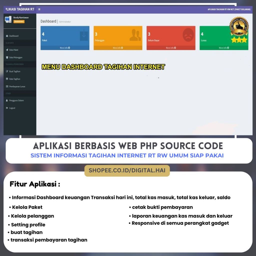 Jual APLIKASI WEB SOURCE CODE SISTEM INFORMASI TAGIHAN INTERNET RT RW ...