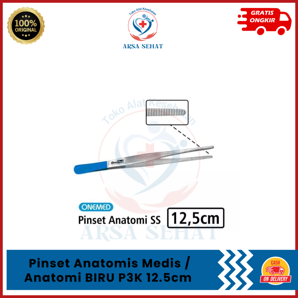 Jual Pinset Anatomis Medis / Anatomi BIRU P3K 12.5cm Stainless Steel ...