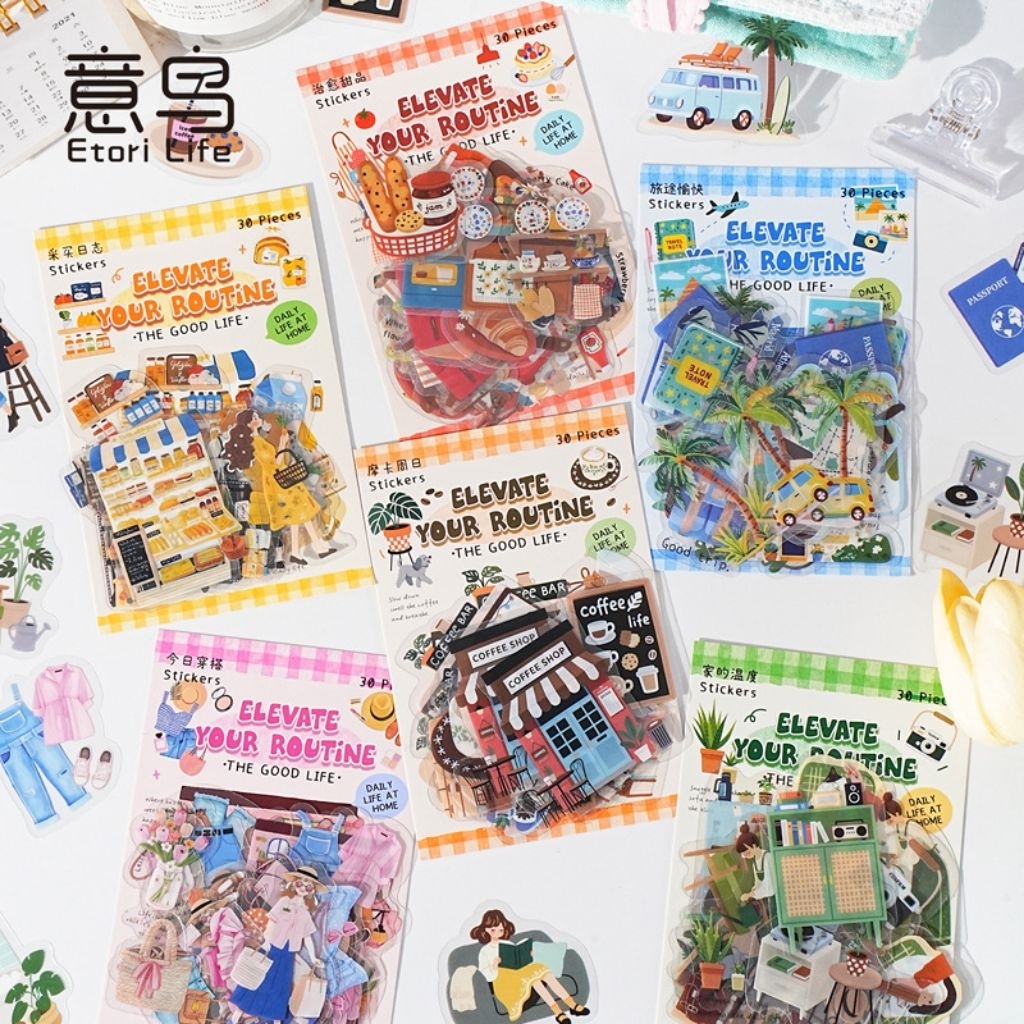Jual 30pcs PET stiker ELEVATE your routine Etory Life jurnal diy ...