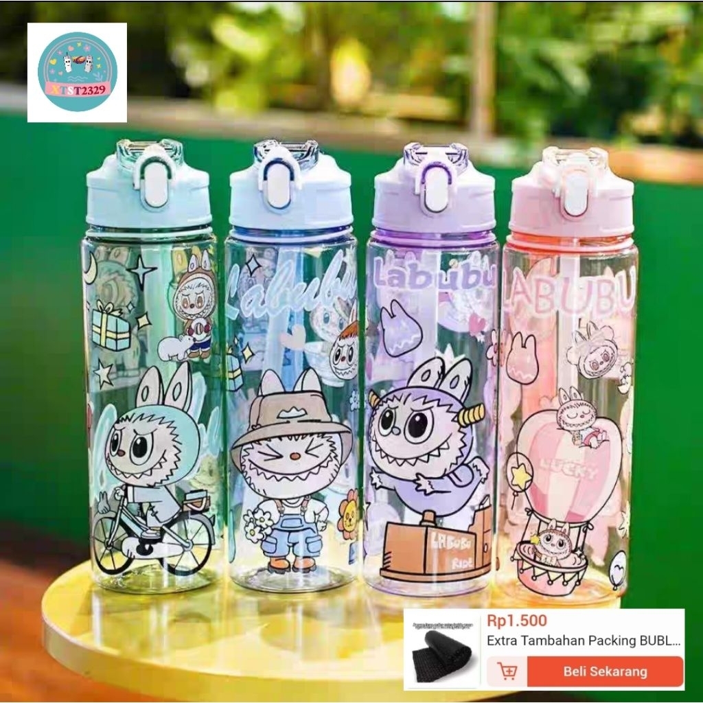 Jual Botol Minum Karakter Labubu Bening Plastik / Botol Air Minum ...