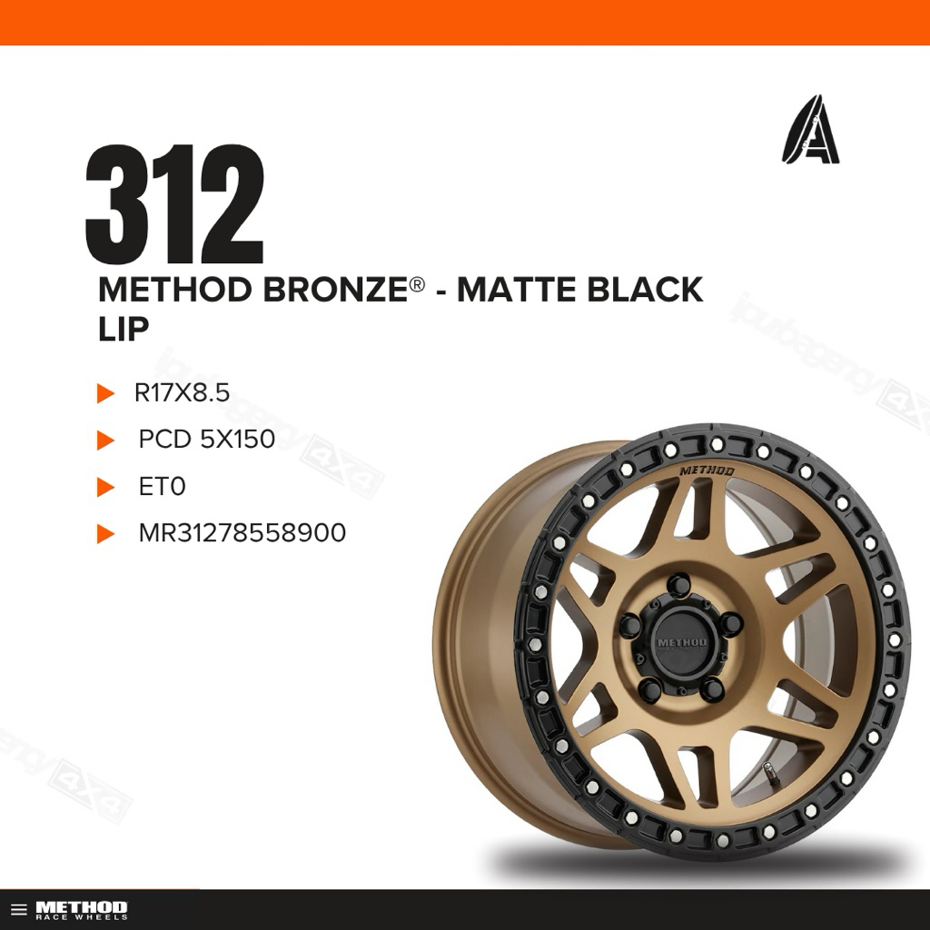 Jual Velg Method Race Wheels 312 (R17x8.5/PCD5x150/ET0) Bronze® on ...