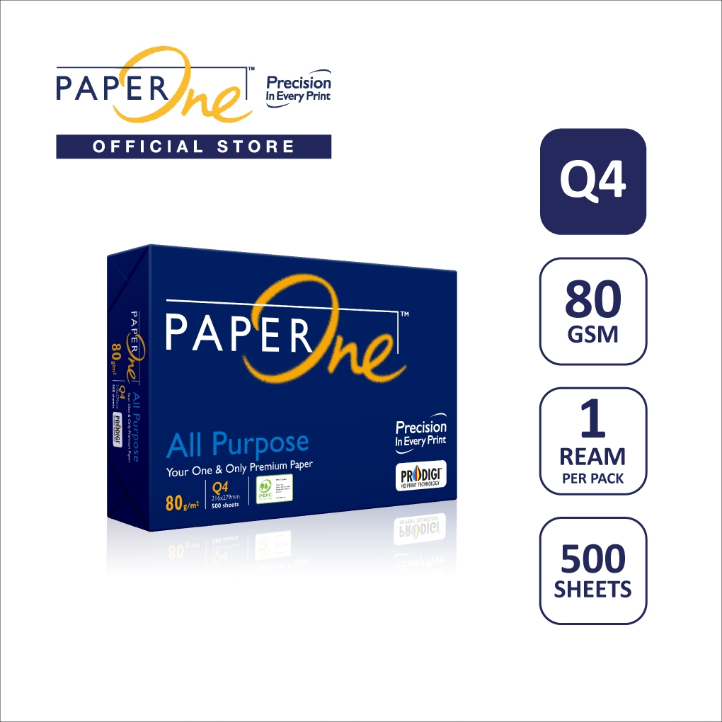 PaperOne Kertas 80gr All Purpose 1 Rim (500 lembar) Kertas HVS Kertas Fotocopy FS