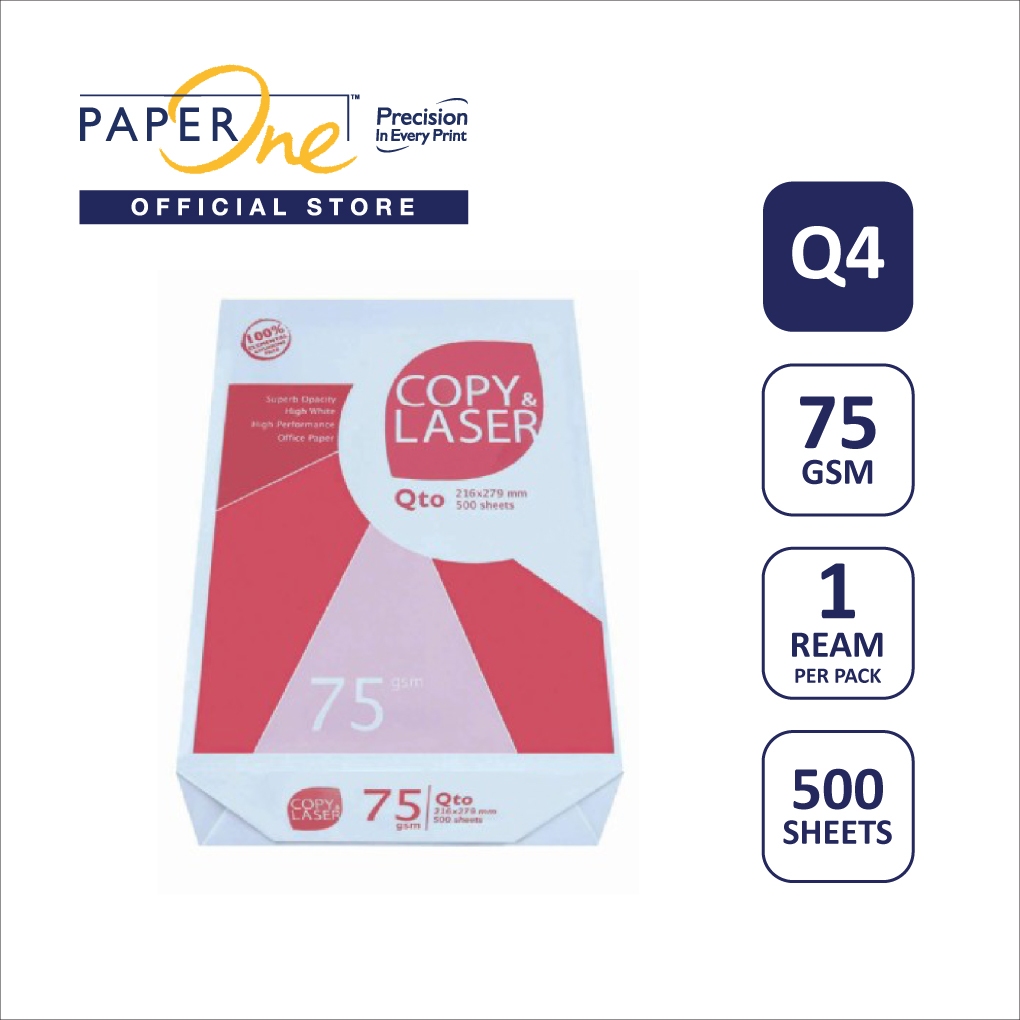 Copy & Laser Kertas Q4 75gr Copier 1 Rim (500 lembar) Kertas HVS