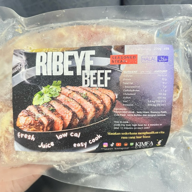 Jual Ribeye Beef Steak 200gr | Seasoned Steak | FROZEN FOOD | Shopee ...