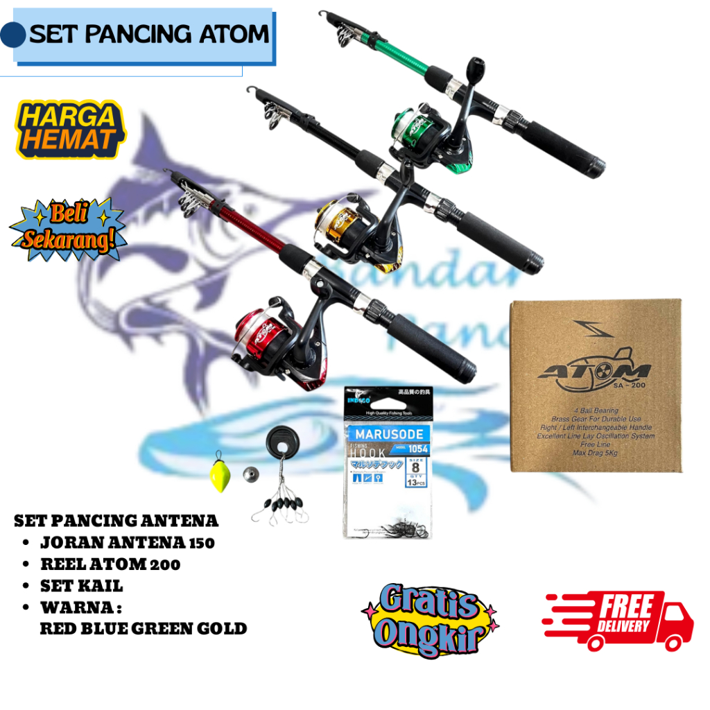 Jual (PART2) SET PANCING ANTENA 150 + REEL ATOM 200 DILENGKAPI SET KAIL ...
