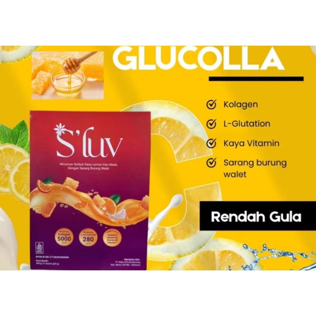 Jual S'luv sluv glucolla booster with sarang walet free gift | Shopee ...