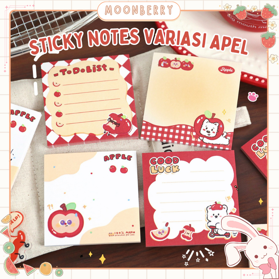 Jual Sticky Notes Motif Karakter Apel Kartun Lucu Memopad Catatan ...
