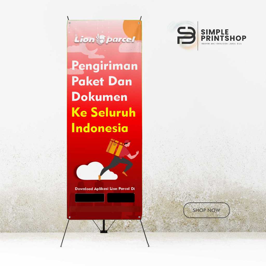 Jual print spanduk banner 60x160 cm lion parcel ustom desain | Shopee ...