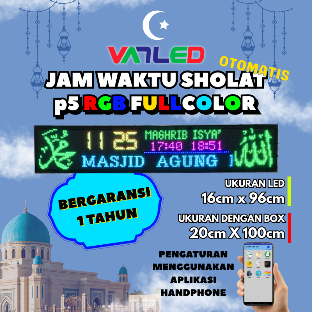 Jual Jam Sholat Masjid Running Text JWS Jadwal Sholat Solat Digital ...