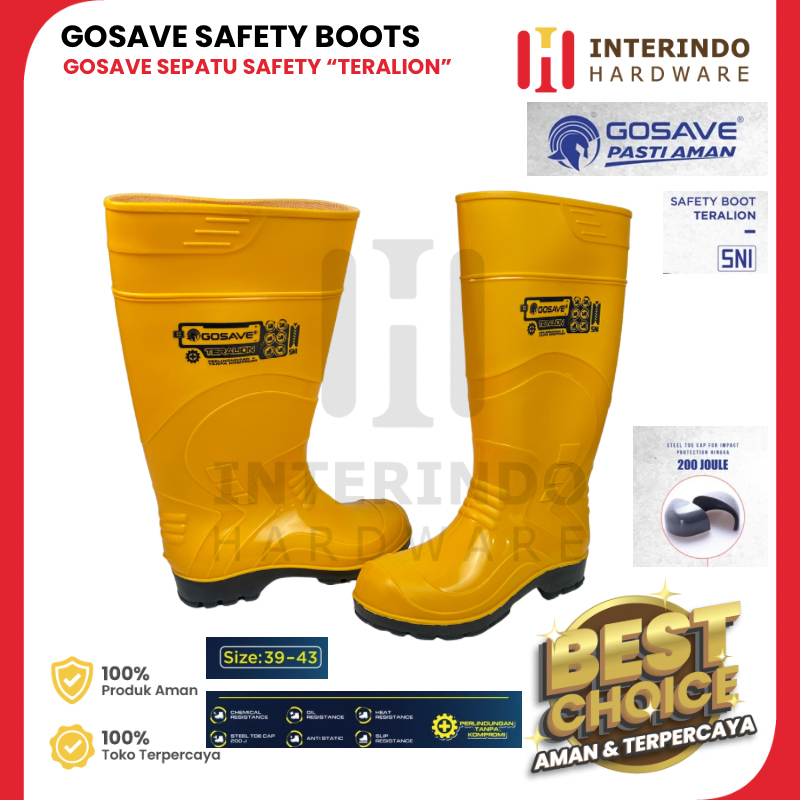 Jual Gosave Sepatu Boot Safety SNI Ujung Besi TERALION Steel Toe Proyek ...