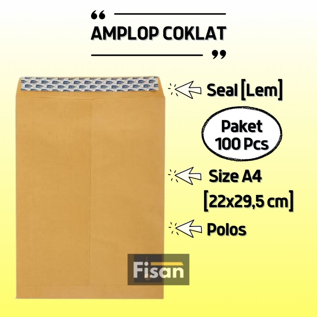Jual Amplop Coklat Polos Dengan Seal A4 – Isi 100 pcs | Amplop Dokumen ...