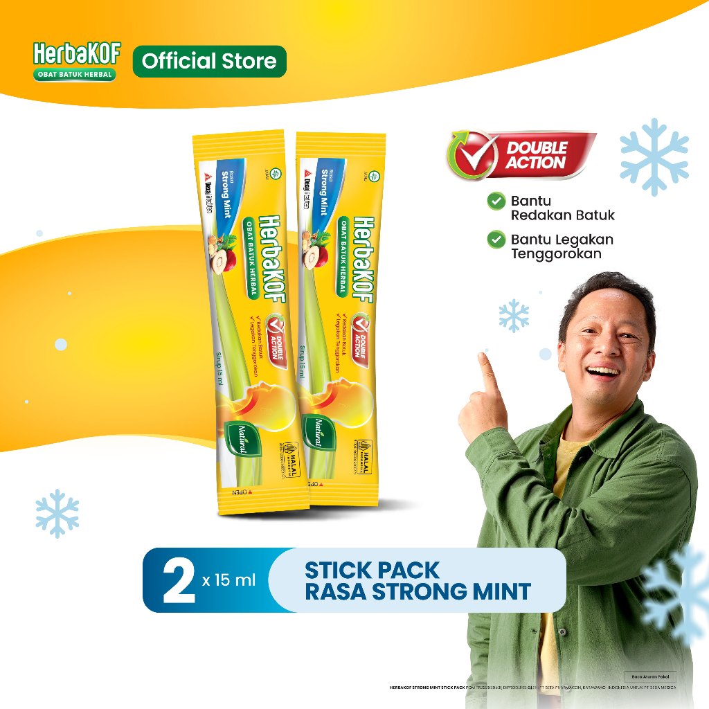 Jual HERBAKOF Obat Batuk Strong Mint Stick Pack 15 ml (x2) | Sirup ...