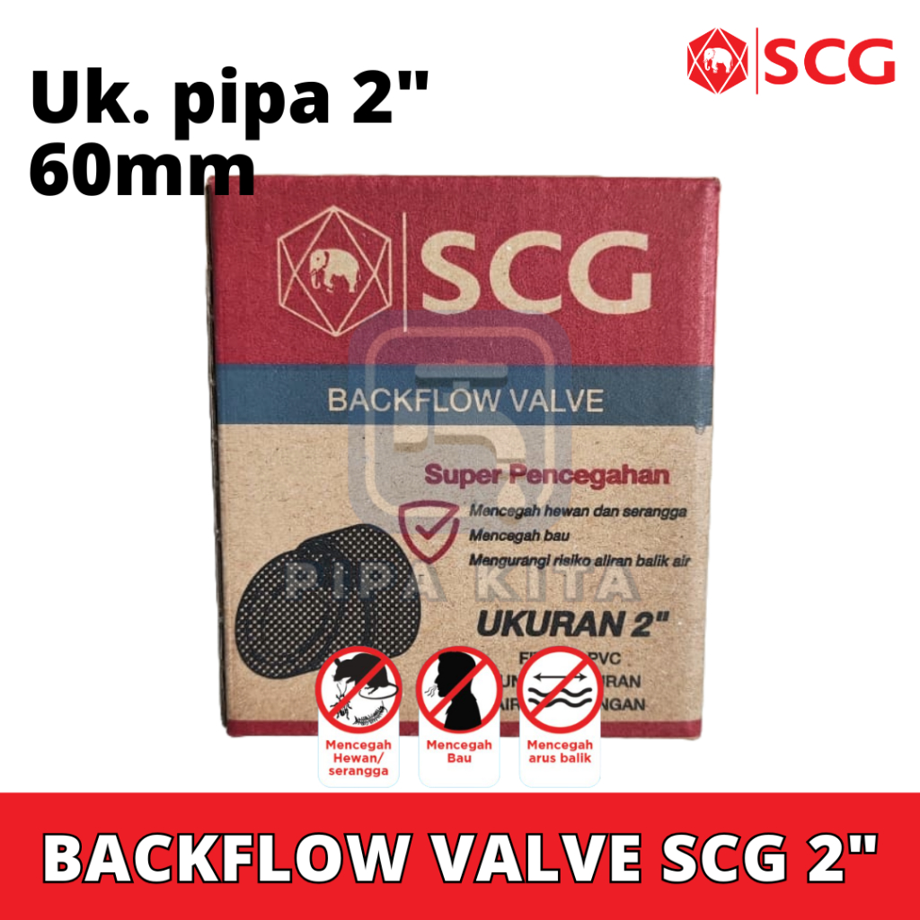 Jual Back Flow Valve PVC 2 Inch SCG Tutup Pipa Air Pembuangan Got Anti ...