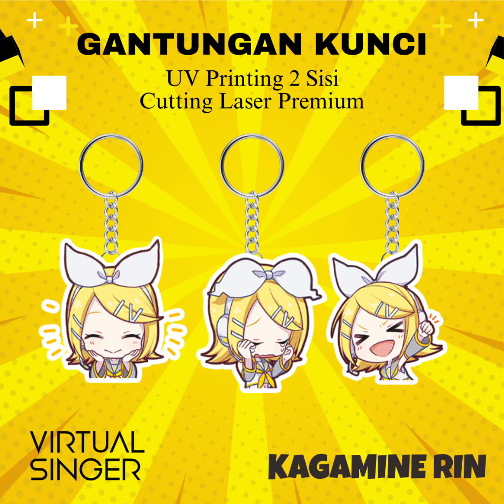 Jual Gantungan Kunci Project Sekai Kagamine Rin | Ganci Akrilik UV 2 ...