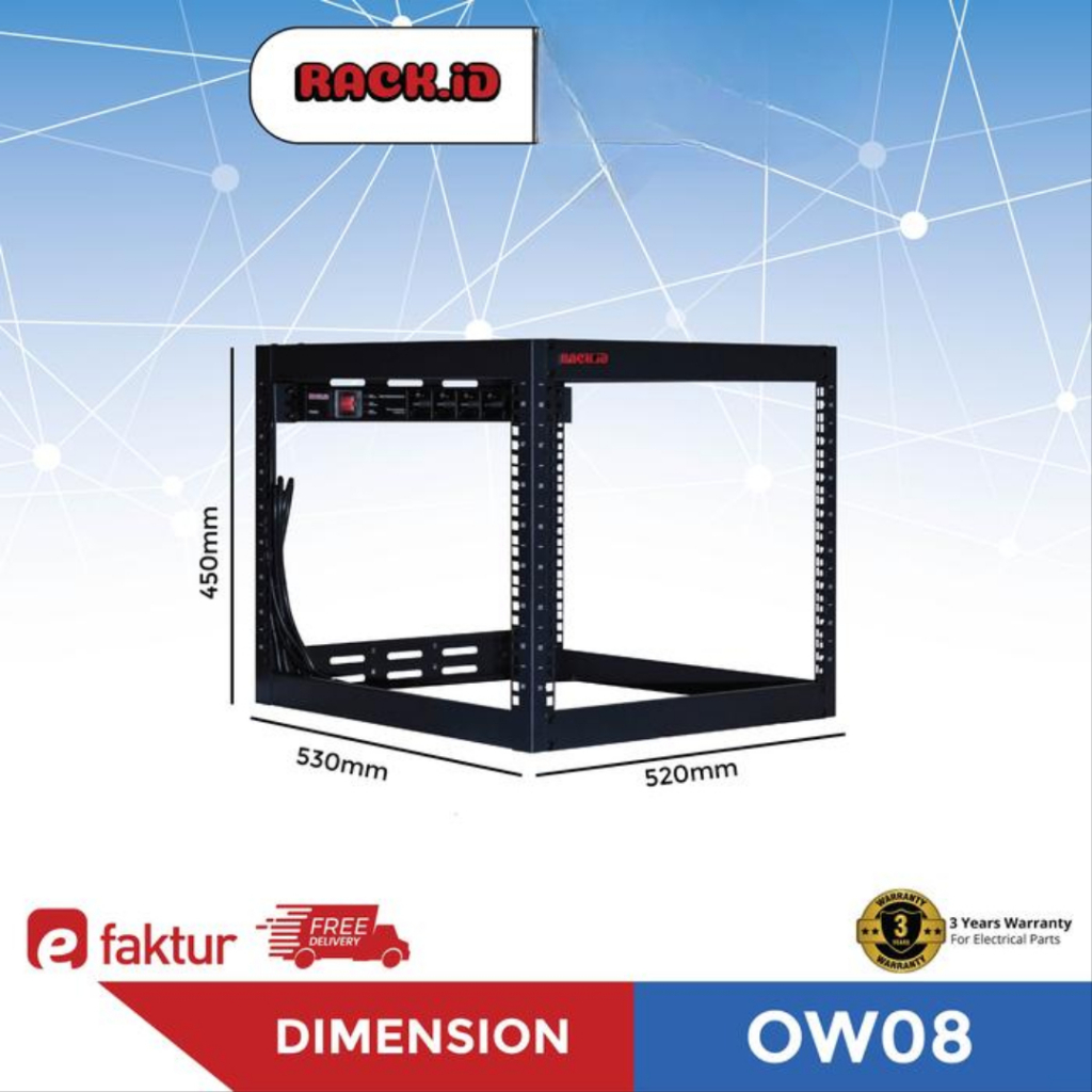 Jual Open Wallmount Rack 8U Rack Server RACKID 8U Depth 519mm Rak CCTV ...