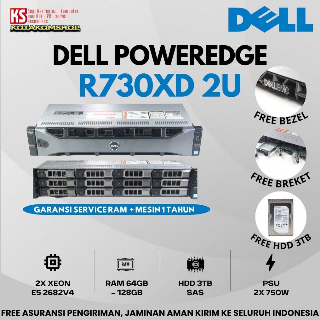 Jual Server Dell PowerEdge R730XD 2U Dual Proc Intel Xeon E5-2682v4 Ram ...