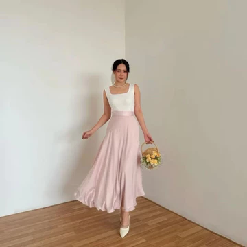 Himari Flare Skirt Rok Lilit Premium Sateen Rok Wanita