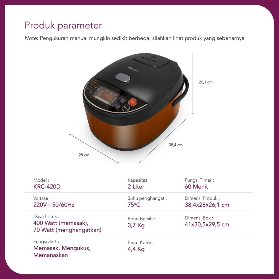 Jual KIRIN MAGIC COM DIGITAL - (KRC 420D) | Shopee Indonesia