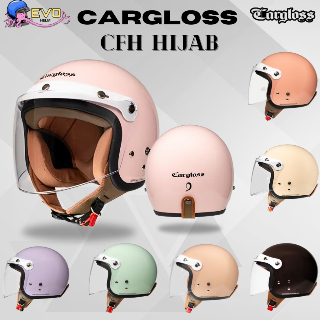Jual CARGLOSS CFH HIJAB INOVASI TERBARU RETRO HELM HALF FACE WANITA ...