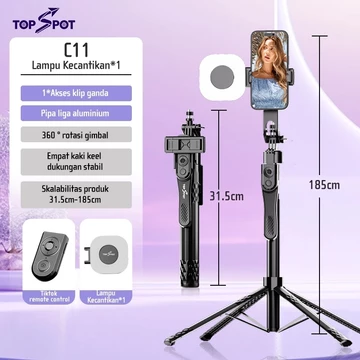 Topspot C11 Tongsis Tripod Bluetooth 4 Leg Stand Remote Tripod Paduan Aluminium Selfie Stick HP