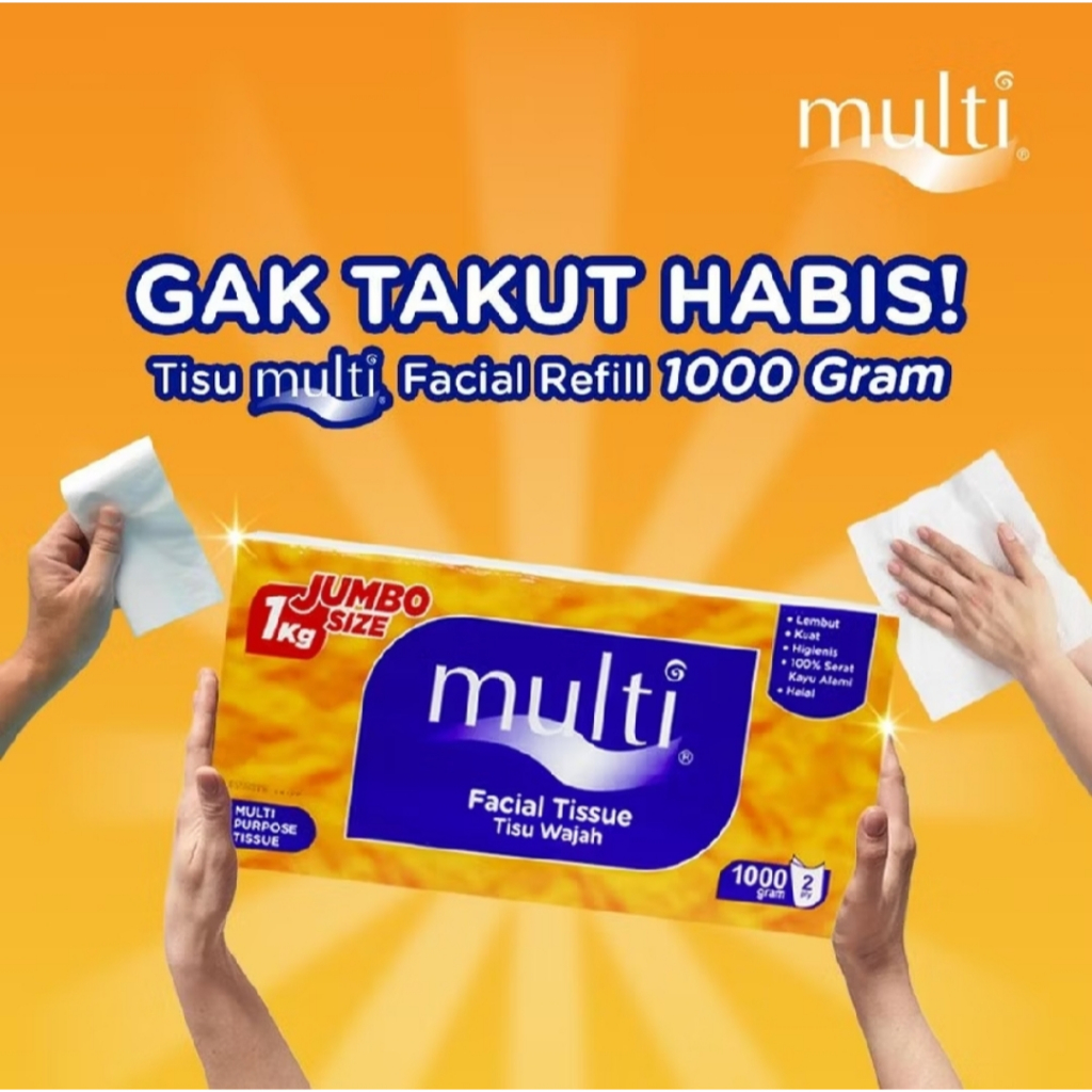 Jual ( PAKET 4 BOX ) MULTI 1000 gram - Tissue Facial jumbo size kiloan ...