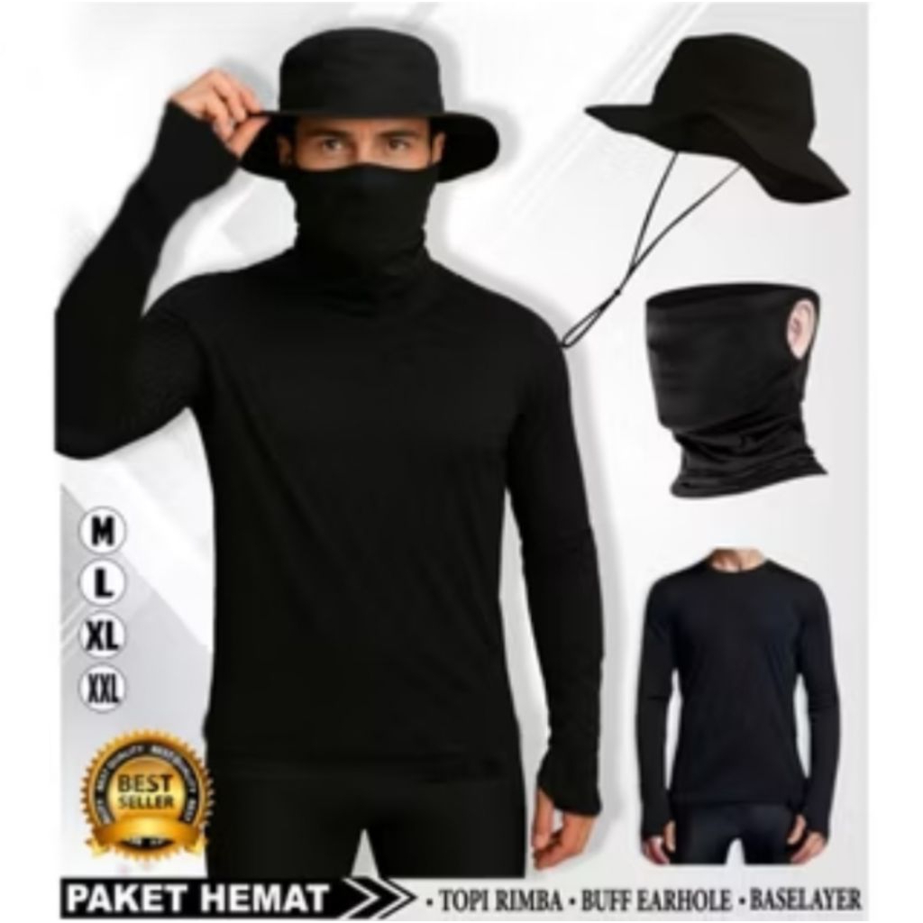 Jual Paket hemat 3 in 1 Lengkap Topi Rimba Buff Masker Lubang telinga ...