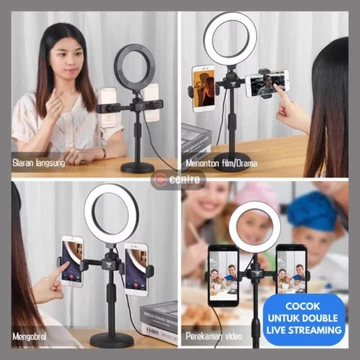 Ringlight Selfie 16cm Tripod 2 Holder Hp Lampu Selfie Ring Light Selfie Lampu Tik Tok Vlogger 3