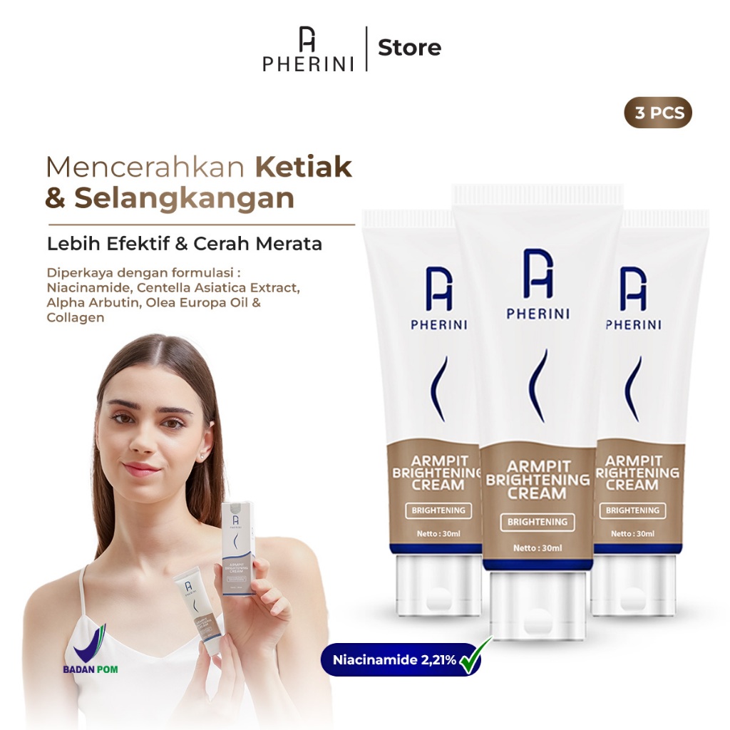 Jual pherini armpit brightening cream 3 pcs pemutih selangkangan,leher ...