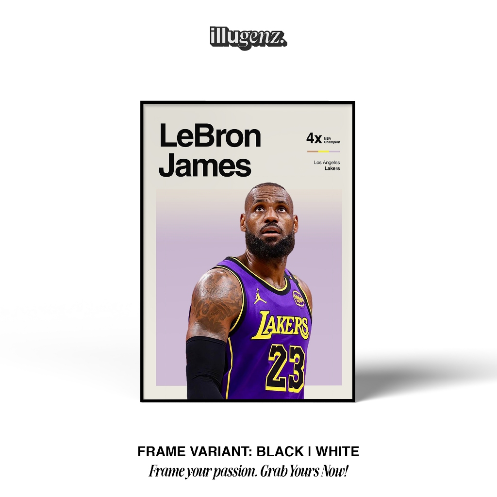 Jual Poster Frame Block Basketball NBA Lebron James Lakers | Original ...