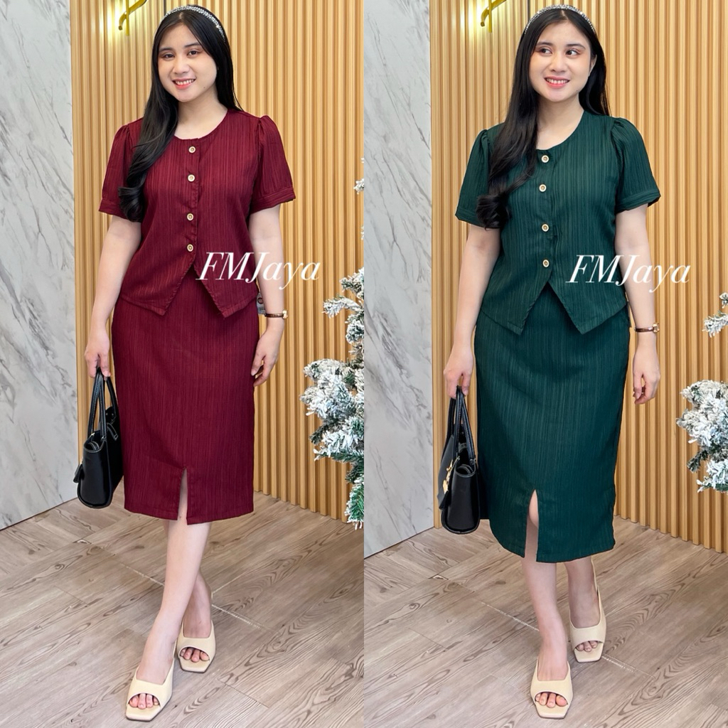 Jual STELAN ROK WANITA 2902-71 || SET ROK NATAL EDISI MERAH MARON HIJAU ...