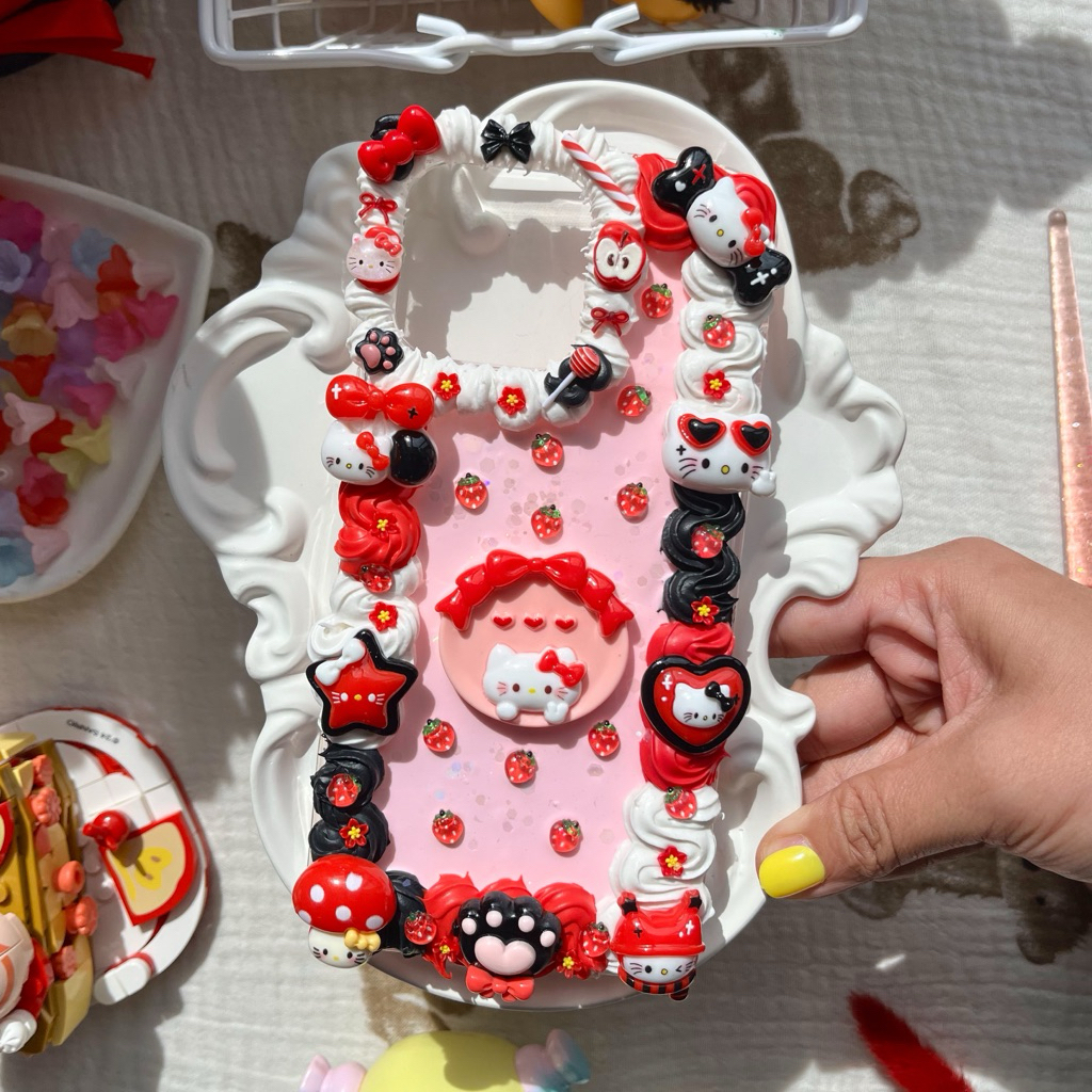 Jual HELLO KITTY CASING BLACK RED KAWAI HANDMADE CASING HANDMADE LUCU ...