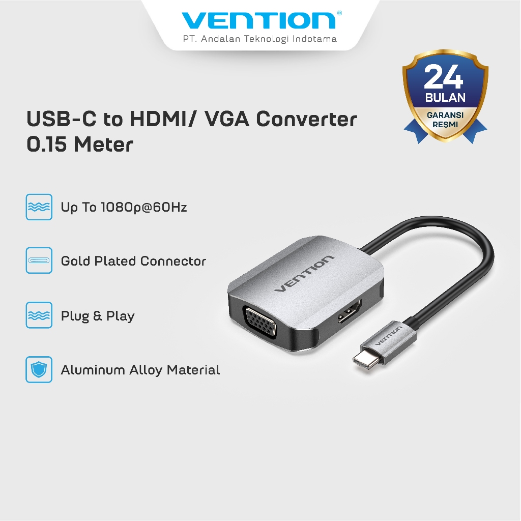Jual Vention Adapter Converter USB Type C to HDMI VGA 4K 30Hz - TDI ...