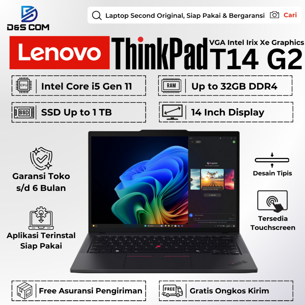 Jual Lenovo Thinkpad T14 Gen 1 / Gen 2 Core i5 Gen 10 / Gen 11 16GB ...