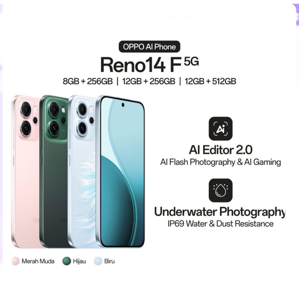 Jual Oppo Reno 14F 5G 8/256 GB | 12/256 GB - Garansi Resmi | Shopee ...