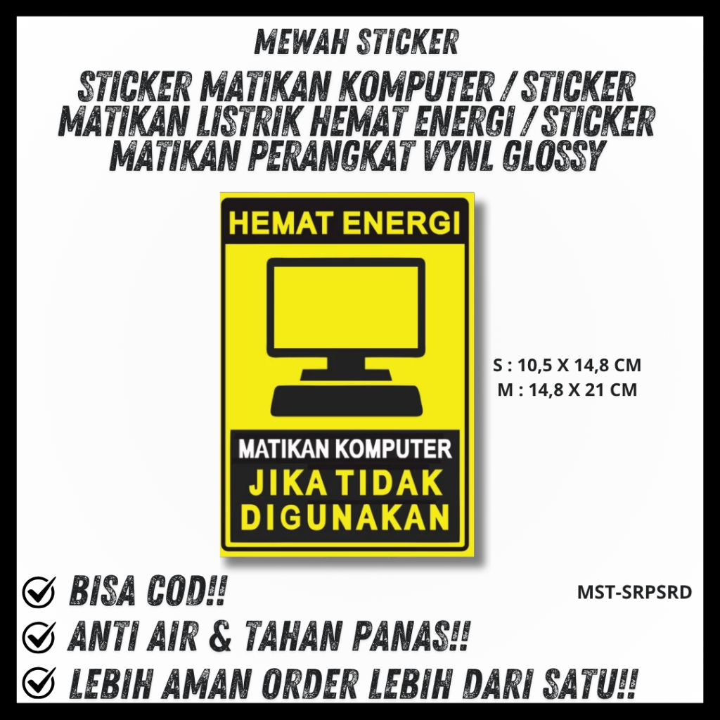 Jual Sticker Matikan komputer / sticker matikan listrik hemat energi ...