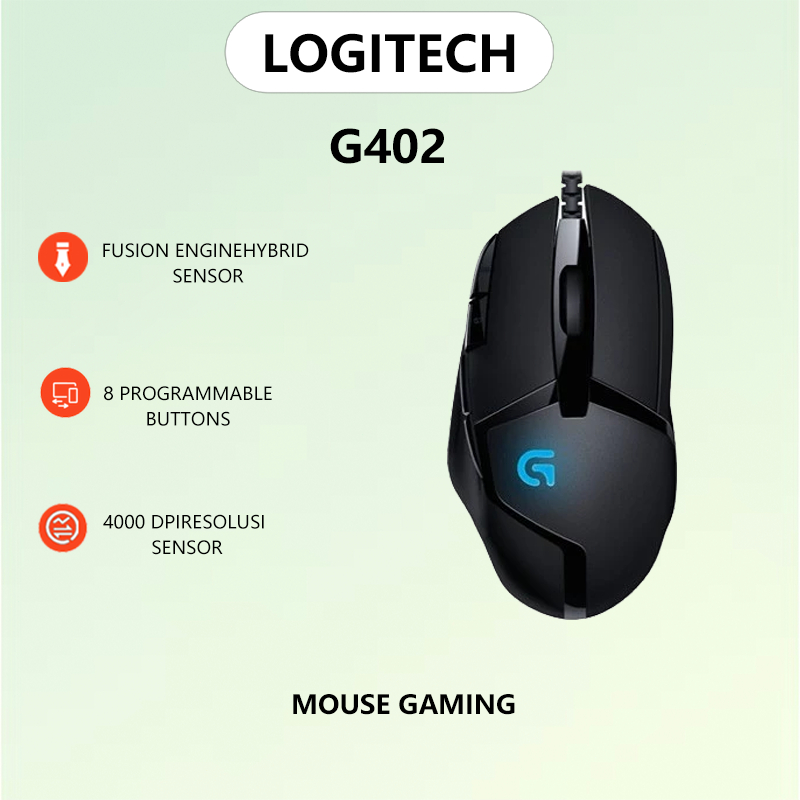 Jual Logitech G402 Hyperion Fury Mouse Gaming Wired Ultra-Fast FPS ...