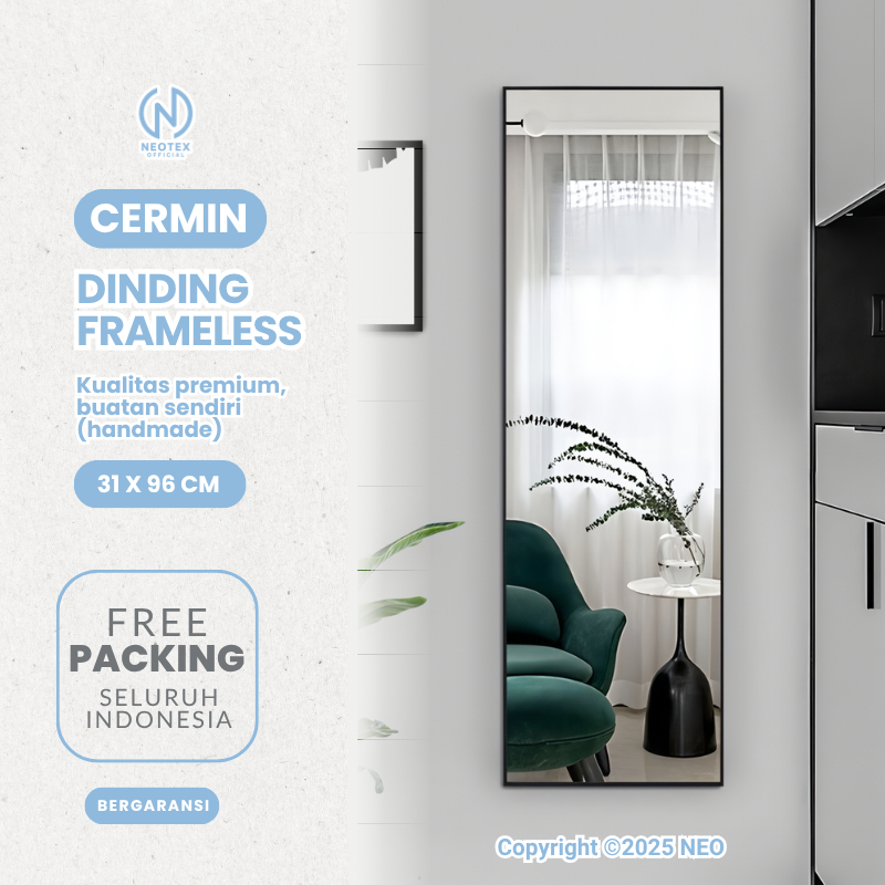 Jual Kaca Cermin Aesthetic Frameless Full Body Gantung Dinding 35x123 ...